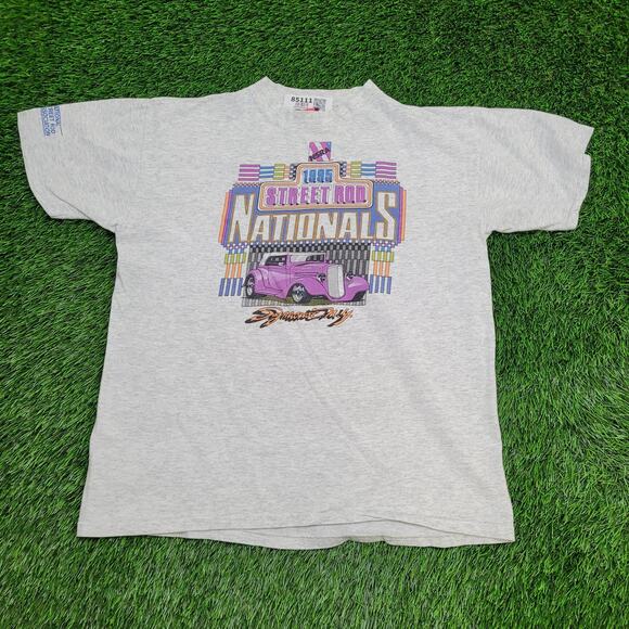 Vintage 1995 Street Rod Nationals Shirt M/L 21x26 Gray Cars - Picture 1 of 15